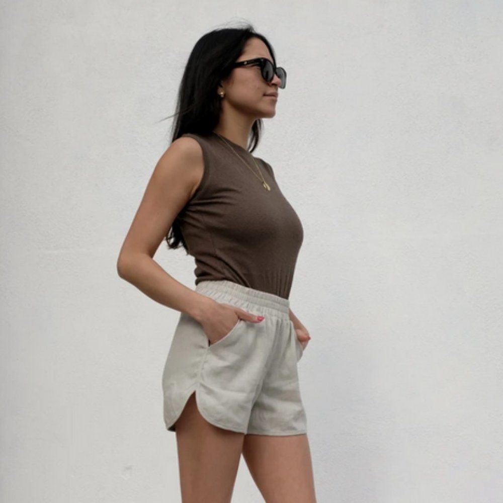 Beaton Linen Running Shorts - Bone